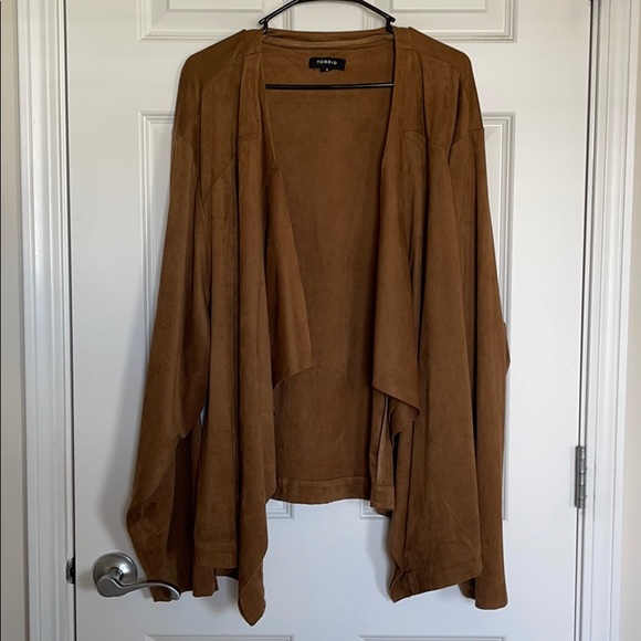 Torrid: NWOT Faux Suede Layered Drape Front Jacket - Picture 4 of 6